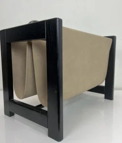Pamono Magazine Rack in Wood and Suede Leather in the style of Aksel Kjersgaard, 1960s> Magazine Racks
