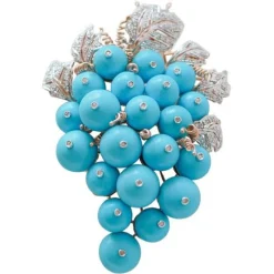 Pamono Magnesite, Diamonds, Rose Gold and Silver Bunch Brooch> Brooches