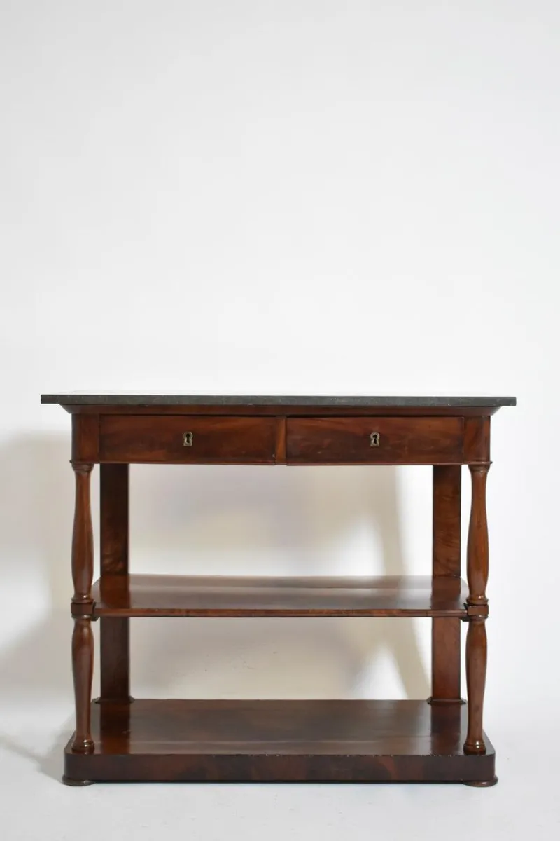 Pamono Mahogany and Black Marble Console, 19th Century> Console Tables
