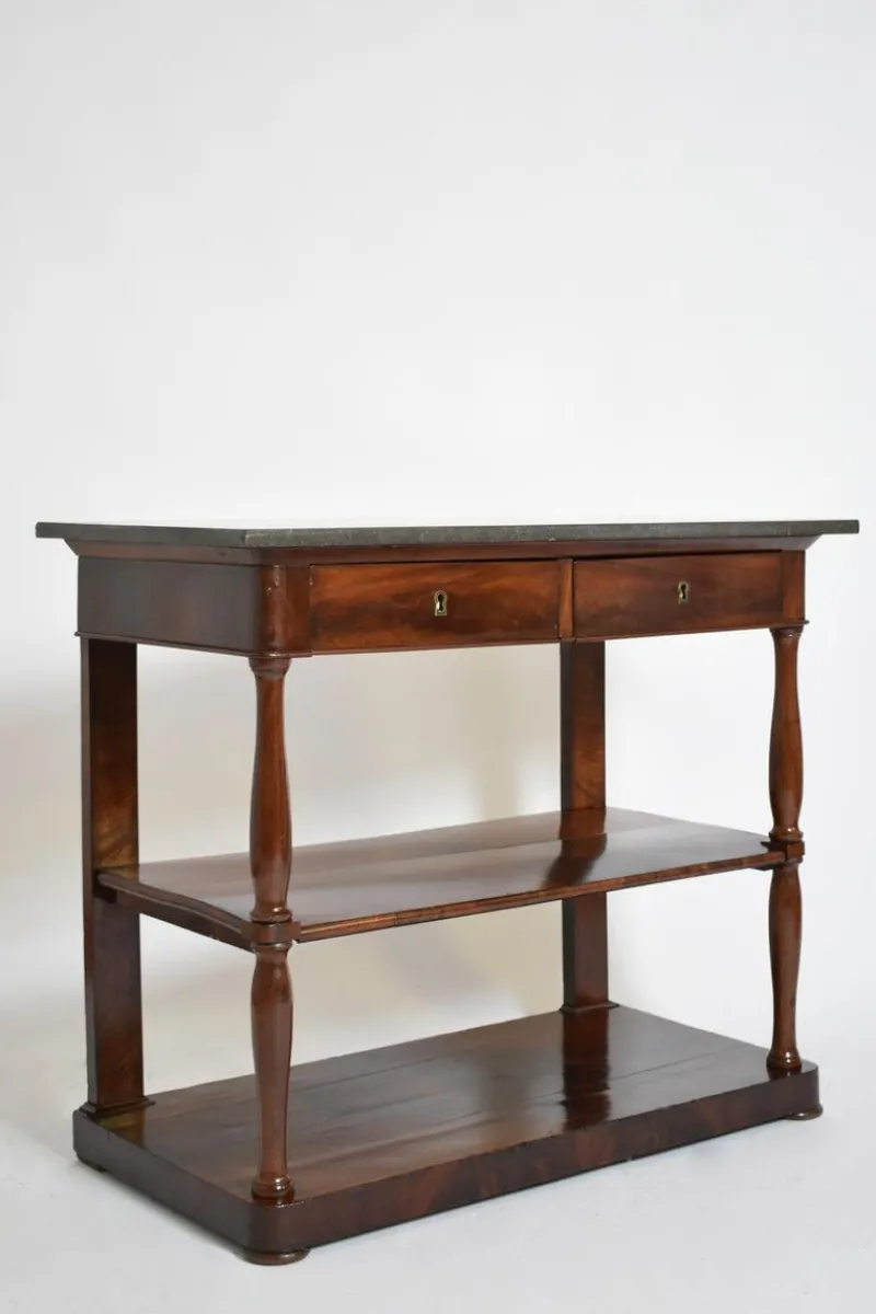 Pamono Mahogany and Black Marble Console, 19th Century> Console Tables