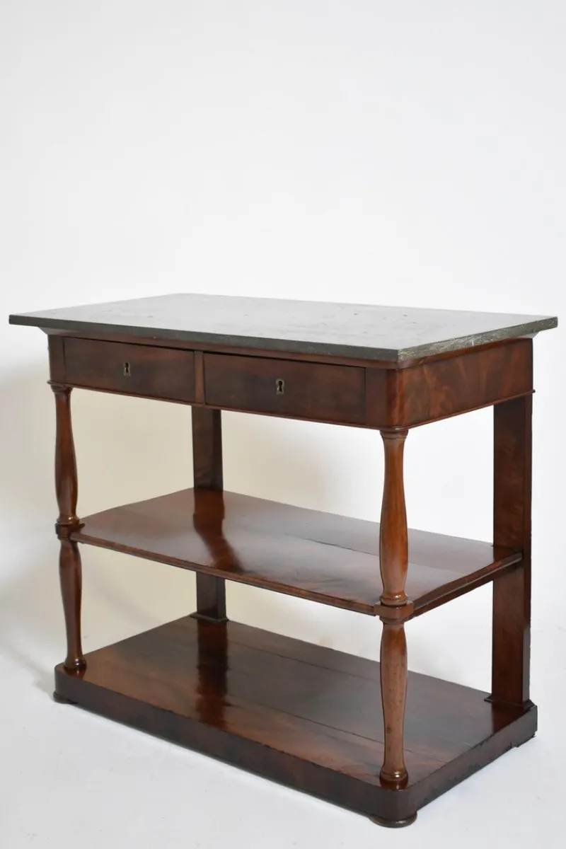 Pamono Mahogany and Black Marble Console, 19th Century> Console Tables