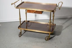 Pamono Mahogany and Brass Serving Trolley, 1950s> Serving Bar Carts & Trolleys