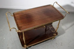 Pamono Mahogany and Brass Serving Trolley, 1950s> Serving Bar Carts & Trolleys