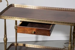 Pamono Mahogany and Brass Serving Trolley, 1950s><noscript><img width=