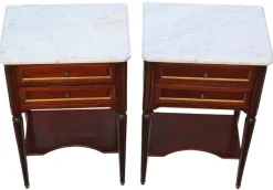 Sale Pamono Mahogany and Marble Bedside Tables, 1925, Set of 2