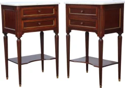 Sale Pamono Mahogany and Marble Bedside Tables, 1925, Set of 2