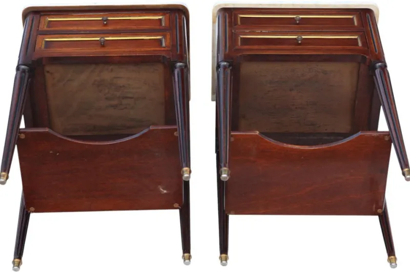 Sale Pamono Mahogany and Marble Bedside Tables, 1925, Set of 2