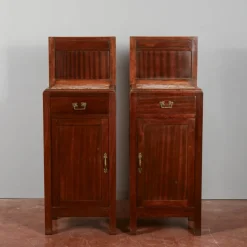 Pamono Mahogany Bedside Tables with Liberty Tops, Set of 2> Nightstands