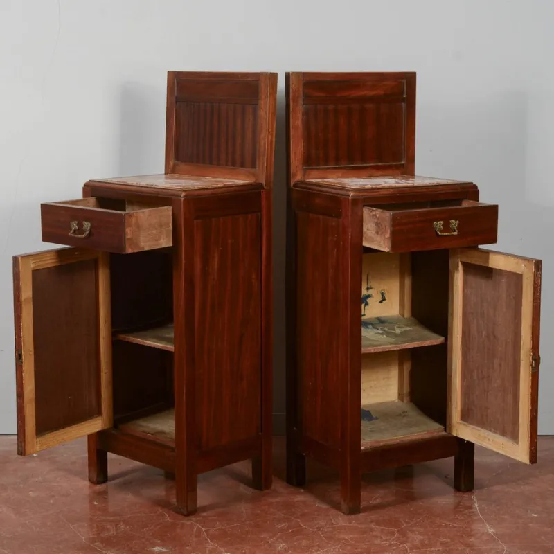 Pamono Mahogany Bedside Tables with Liberty Tops, Set of 2> Nightstands