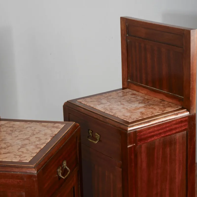 Pamono Mahogany Bedside Tables with Liberty Tops, Set of 2> Nightstands