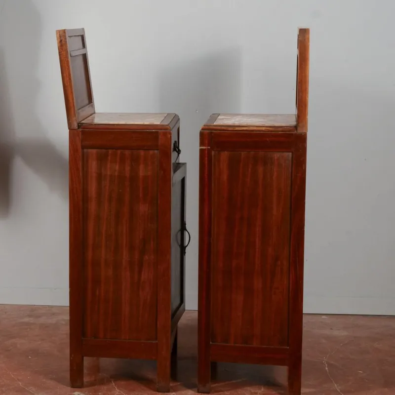 Pamono Mahogany Bedside Tables with Liberty Tops, Set of 2> Nightstands