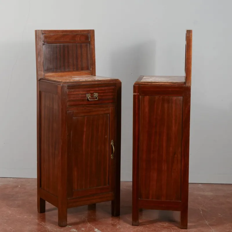 Pamono Mahogany Bedside Tables with Liberty Tops, Set of 2> Nightstands