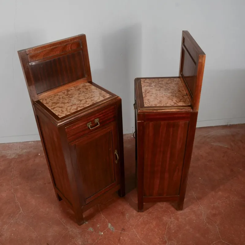 Pamono Mahogany Bedside Tables with Liberty Tops, Set of 2> Nightstands