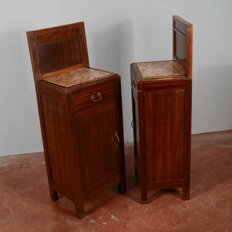 Pamono Mahogany Bedside Tables with Liberty Tops, Set of 2> Nightstands