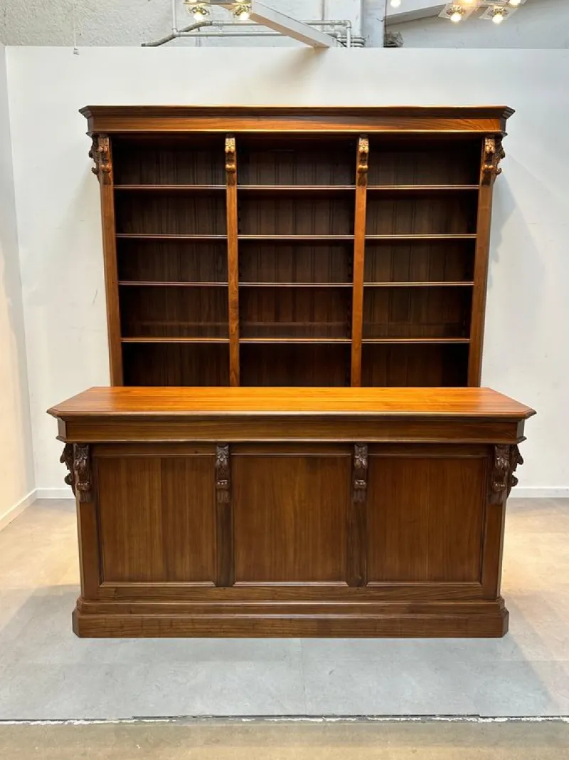 Online Pamono Mahogany Bookcase with Carved Details