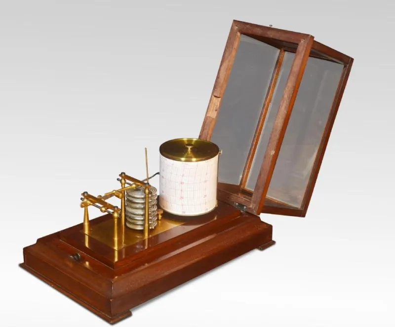 Pamono Mahogany Cased Barograph by R. Stewart, 1890s> Cabinets & Wardrobes