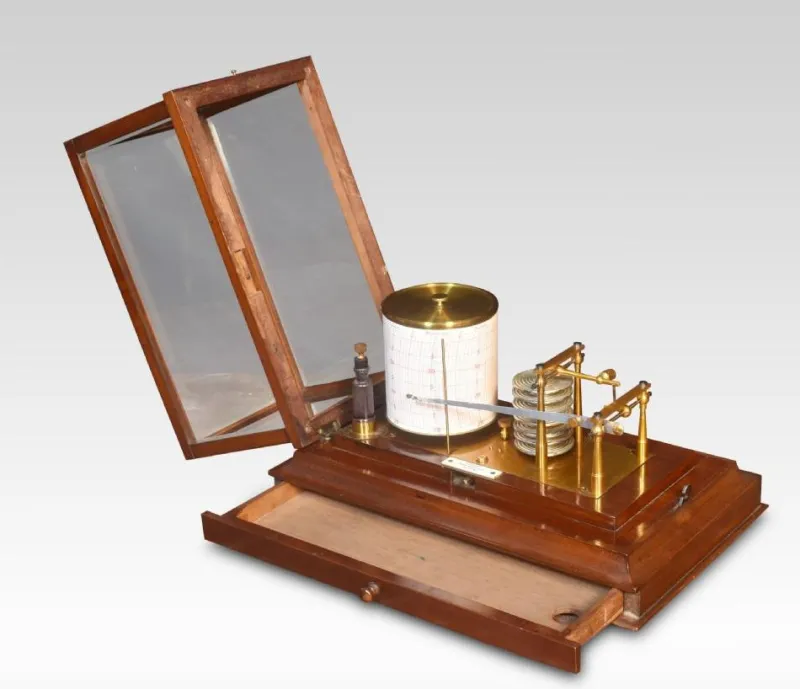 Pamono Mahogany Cased Barograph by R. Stewart, 1890s> Cabinets & Wardrobes