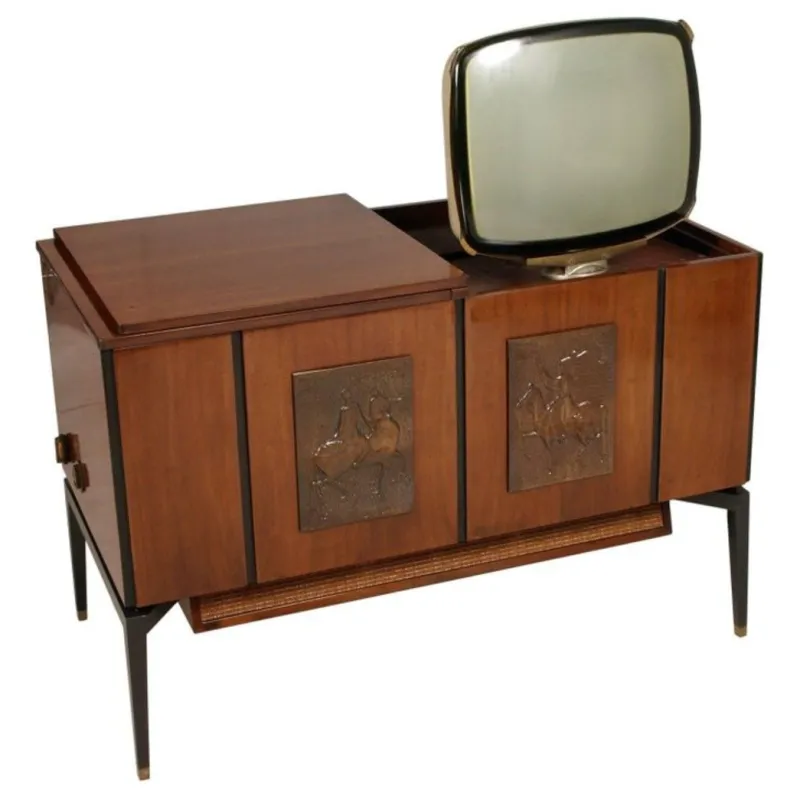 Pamono Mahogany Radio, TV & Record Player, 1970s> Electronics