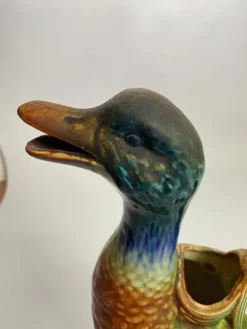 Pamono Majolica Duck Mallard Pitcher, About 1900s><noscript><img width=