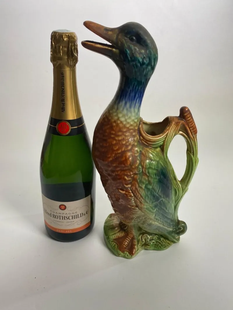 Pamono Majolica Duck Mallard Pitcher, About 1900s> Bottles, Carafes & Jugs