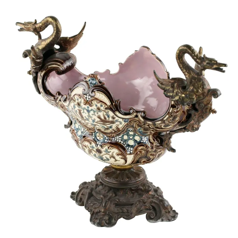 Outlet Pamono Majolica Jardinière with Griffins