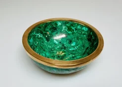 Pamono Malachite Bowl with Brass Rim, 1970s