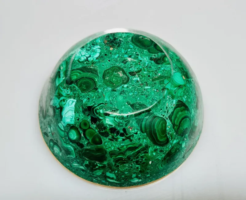 Pamono Malachite Bowl with Brass Rim, 1970s