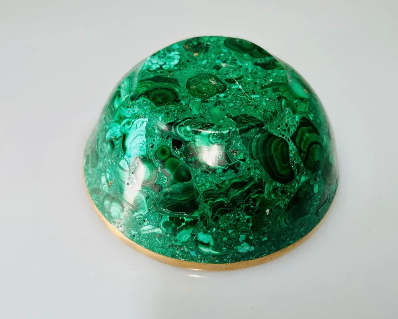 Pamono Malachite Bowl with Brass Rim, 1970s