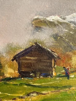 Pamono Manfredi, Mountain Landscape, 20th Century, Oil Painting on Panel> Painting