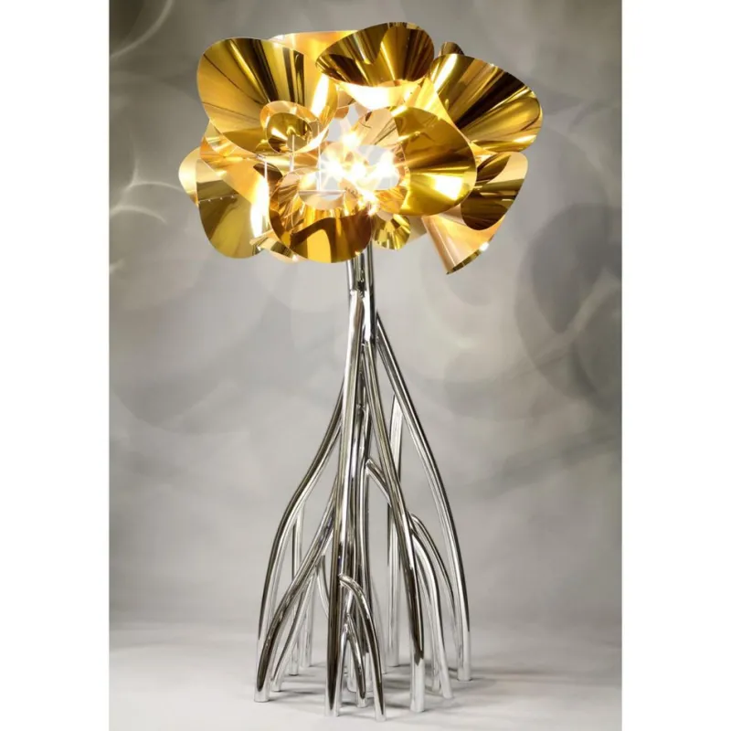 Pamono Mangrovia EM Floor Lamp in Galvanized Gold Aluminum by Barberini & Gunnell> Floor Lamps|Floor Lamps