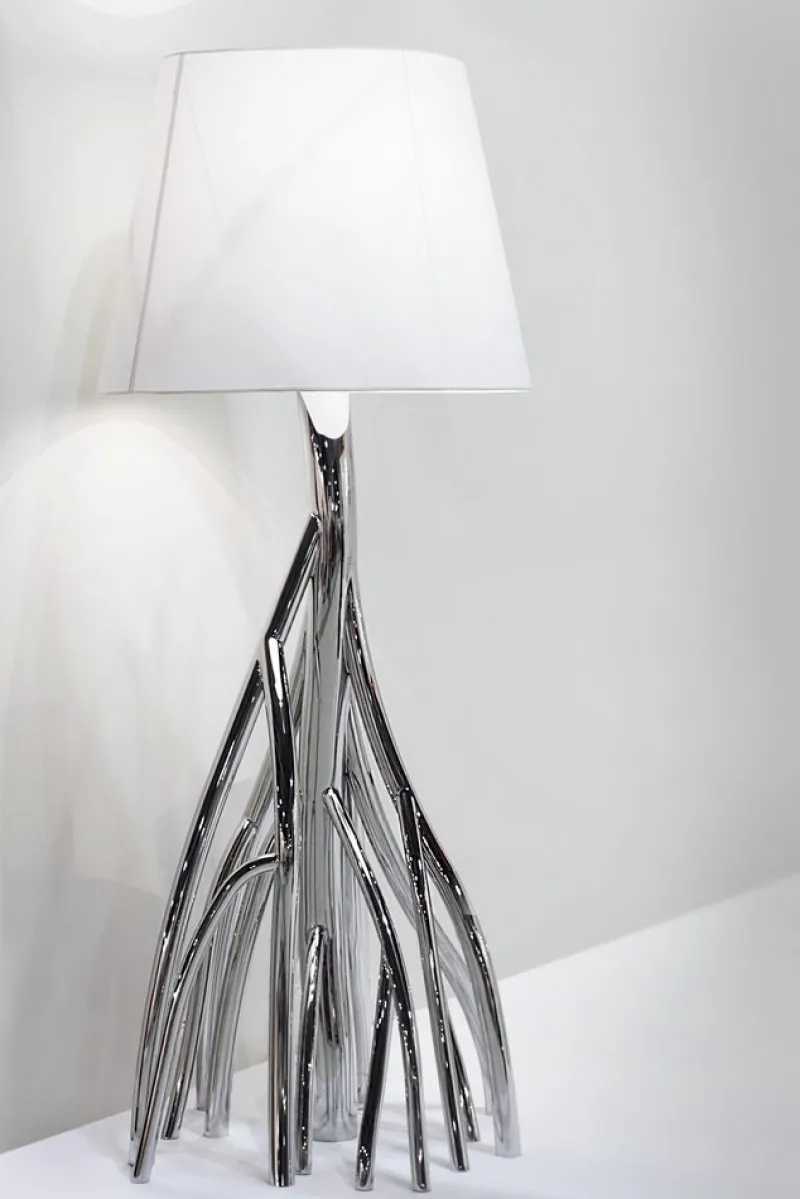 Outlet Pamono Mangrovia Floor Lamp in Colored Stainless Steel and Linen by Barberini & Gunnell