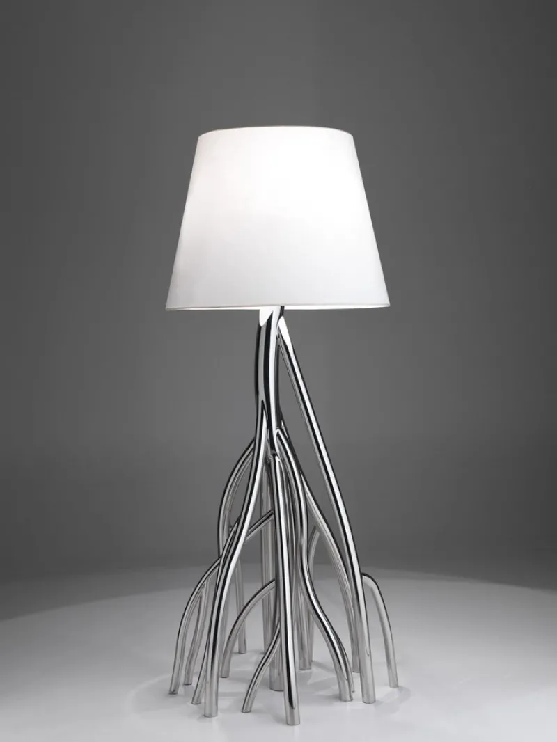 Outlet Pamono Mangrovia Floor Lamp in Colored Stainless Steel and Linen by Barberini & Gunnell