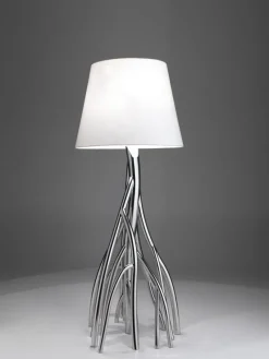 Best Pamono Mangrovia Floor Lamp in Polished Stainless Steel and Linen by Barberini & Gunnell