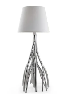 Best Pamono Mangrovia Floor Lamp in Polished Stainless Steel and Linen by Barberini & Gunnell