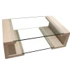 New Pamono Manila Coffee Table in Italian Travertine Marble and Glass by Joaquín Moll