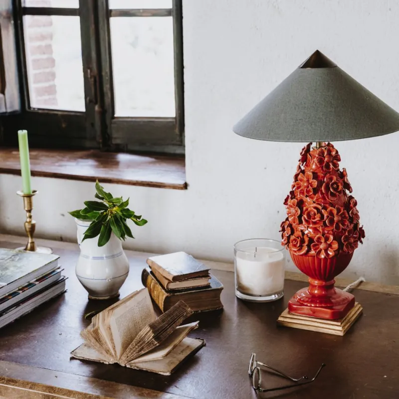 Clearance Pamono Manises Flora Rojo Bermellón Lamp by Can Betelgeuse Studio