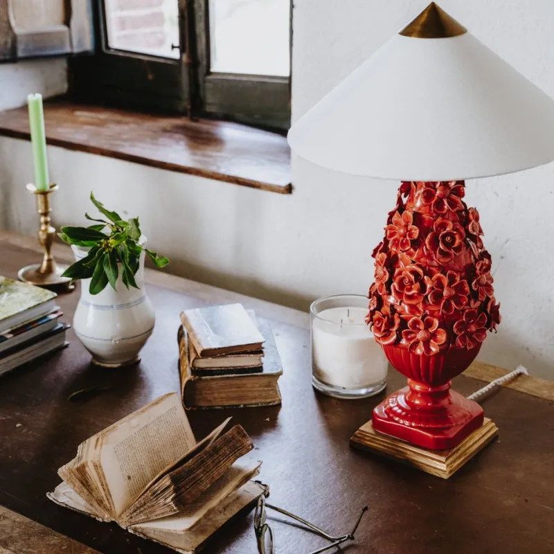 Clearance Pamono Manises Flora Rojo Bermellón Lamp by Can Betelgeuse Studio