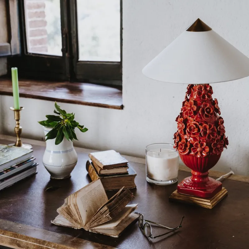 Clearance Pamono Manises Flora Rojo Bermellón Lamp by Can Betelgeuse Studio