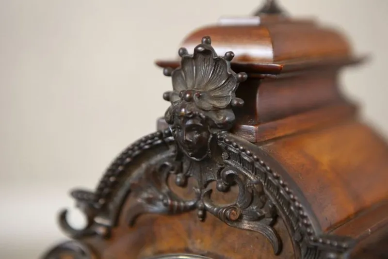 Pamono Mantel Clock in Walnut Case from Lenzkirch, 1890s> Clocks