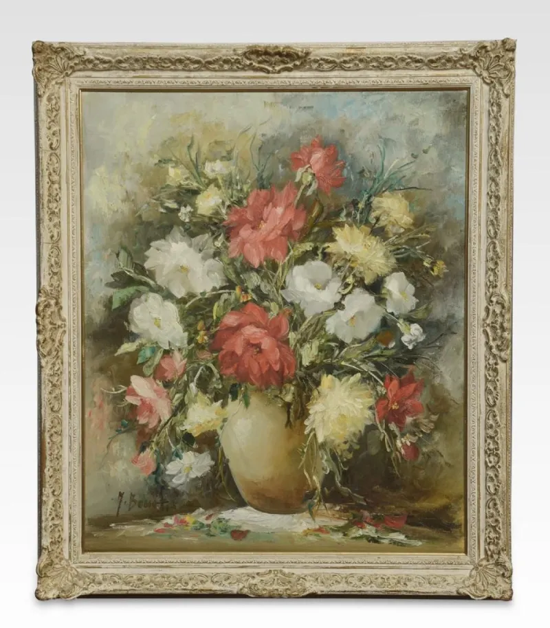 Pamono Manuela Bonati, Still Life of Flowers, 1890s, Oil on Canvas, Framed