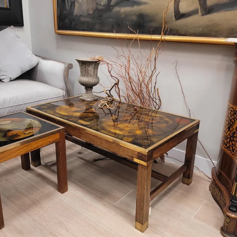 Pamono Map Coffee Table from Maison Jansen, France, 1970s> Coffee & Side Tables