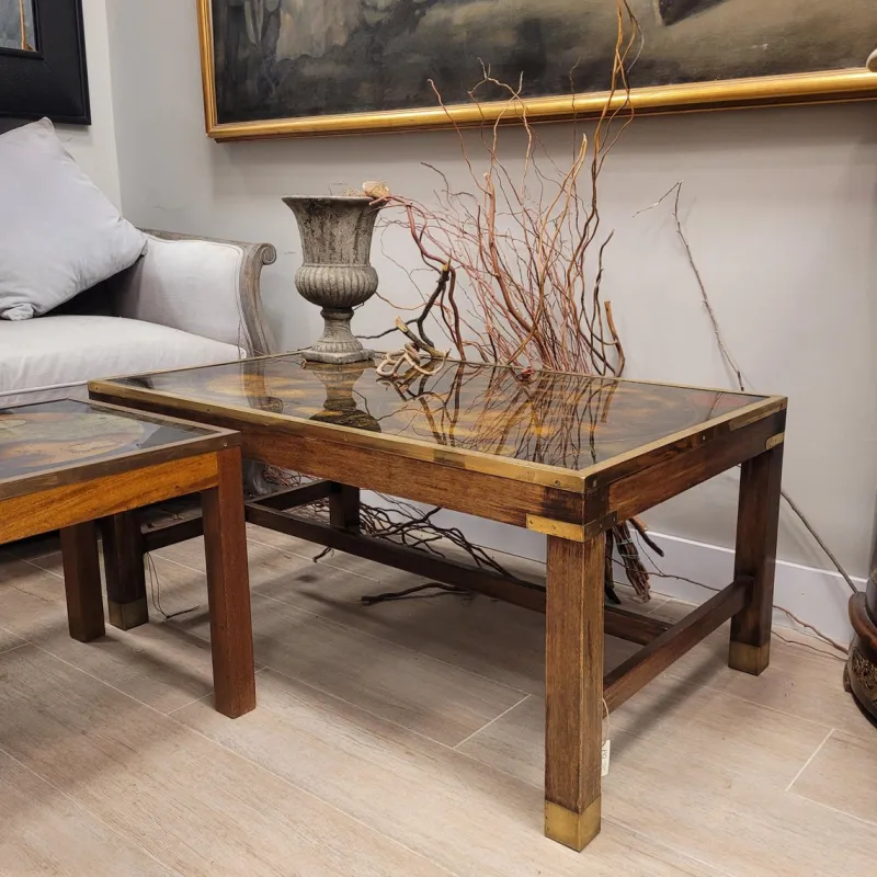 Pamono Map Coffee Table from Maison Jansen, France, 1970s> Coffee & Side Tables