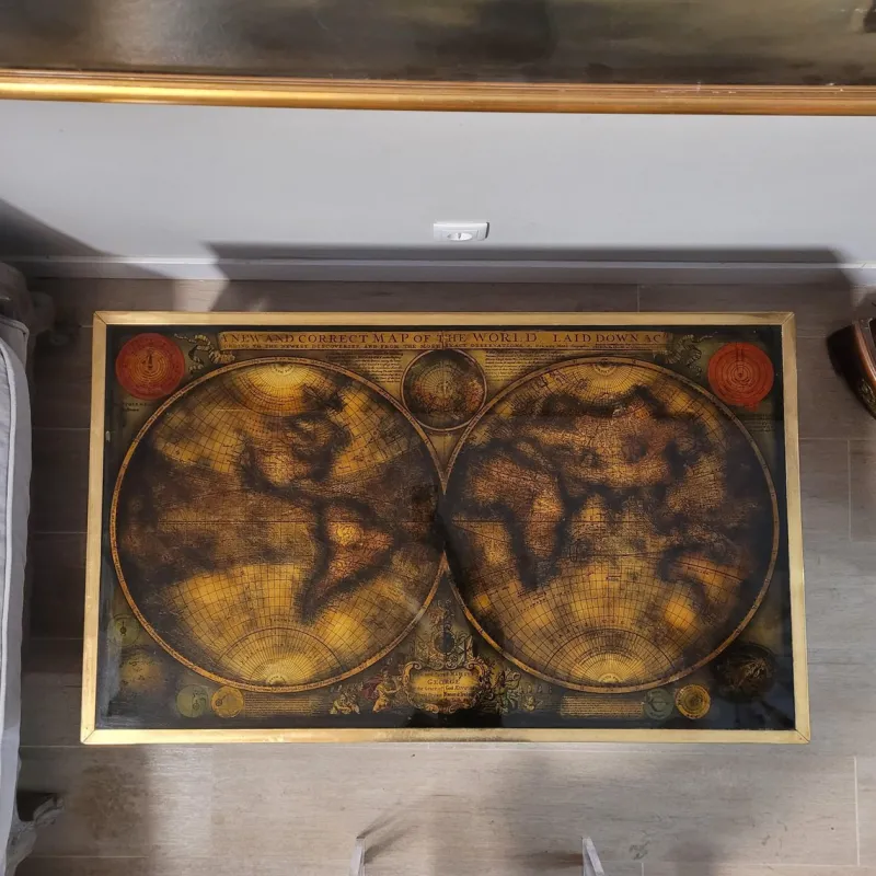 Pamono Map Coffee Table from Maison Jansen, France, 1970s> Coffee & Side Tables