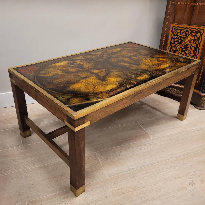 Pamono Map Coffee Table from Maison Jansen, France, 1970s> Coffee & Side Tables