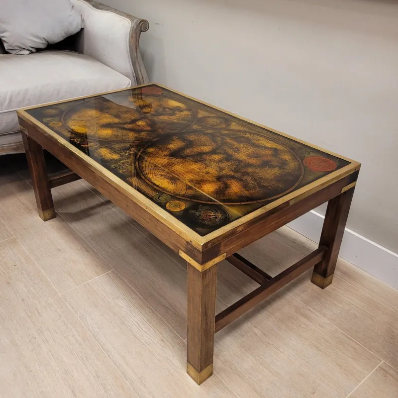 Pamono Map Coffee Table from Maison Jansen, France, 1970s> Coffee & Side Tables