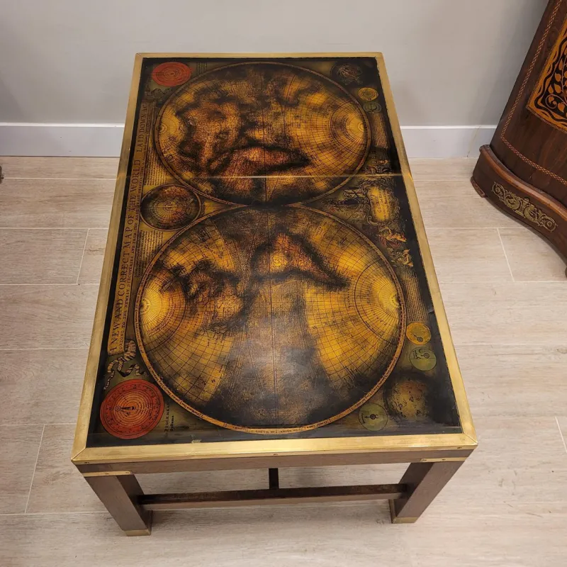Pamono Map Coffee Table from Maison Jansen, France, 1970s> Coffee & Side Tables