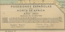 Pamono Map of Spanish Possessions in North Africa, 1903><noscript><img width=