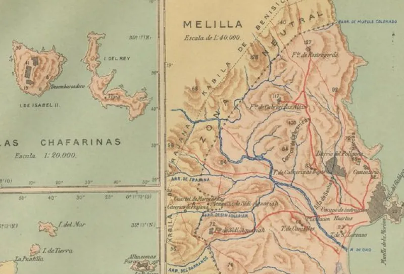 Pamono Map of Spanish Possessions in North Africa, 1903> Wall Decor