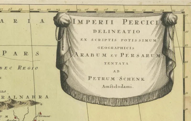 Pamono Map of the Persian Empire by Schenk, 1722> Wall Decor