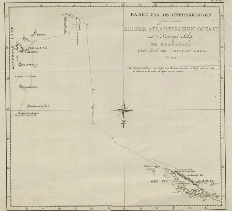 Outlet Pamono Map of the Southern Georgia and the Sandwich Islands after Capt Cook, 1803
